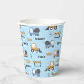Gobelets En Papier Camions de construction Motif bleu (Recto)