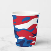 Gobelets En Papier Camo Patriotique Rouge Blanc Bleu (Verso)
