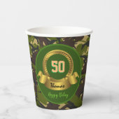 Gobelets En Papier Camouflage armée vert 50e anniversaire / fête de c (Recto)