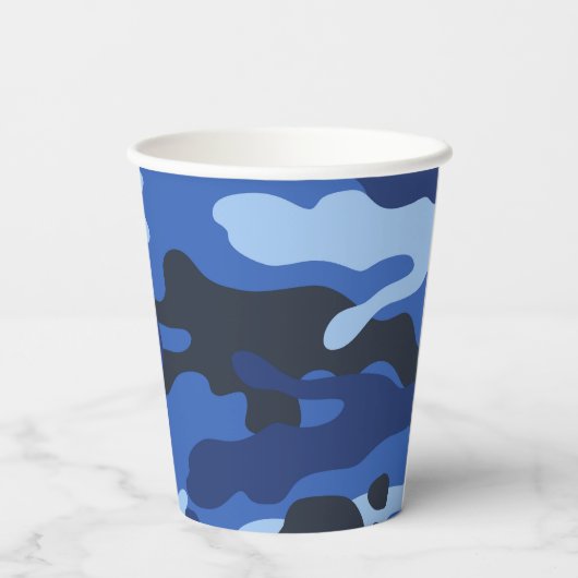 Gobelets En Papier Camouflage Bleu Camo Motif de l'armée (Verso)
