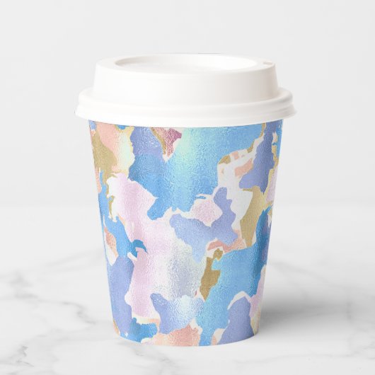 Gobelets En Papier Camouflage Métallique Rose Bleu Or Abstrait (Recto)