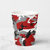 Gobelets En Papier Camouflage rouge et gris, Militaire, Armée (Recto)