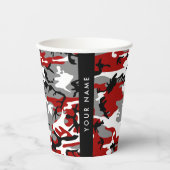 Gobelets En Papier Camouflage rouge et gris Votre nom Personnaliser (Recto)