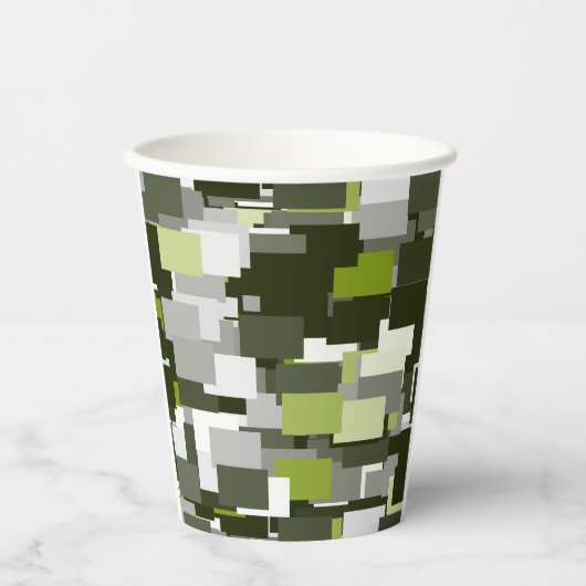 Gobelets En Papier Camouflage urbain vert gris (Recto)