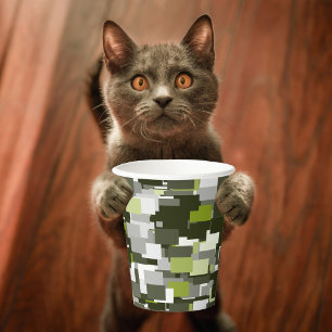 Gobelets En Papier Camouflage urbain vert gris