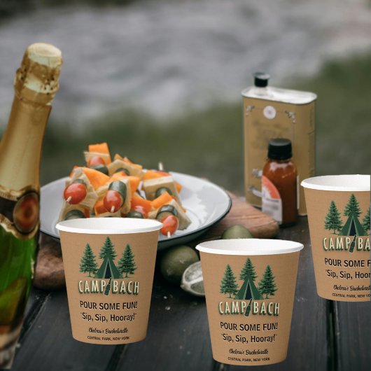 Gobelets En Papier Camp Bach Enterrement de Vie de Jeune Fille Fête d