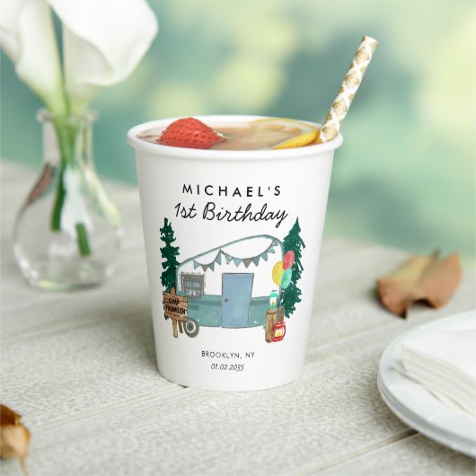 Gobelets En Papier Camper Camper Van Trees Camping 1er anniversaire (Insitu)