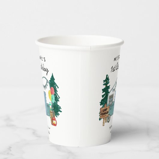 Gobelets En Papier Camper Camper Van Trees Camping 1er anniversaire (Droite)