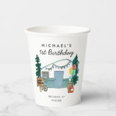 Gobelets En Papier Camper Camper Van Trees Camping 1er anniversaire (Recto)