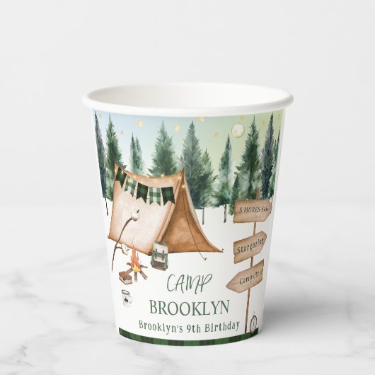 Gobelets En Papier Camping Bonfire Campfire S'mores Anniversaire Exté (Verso)