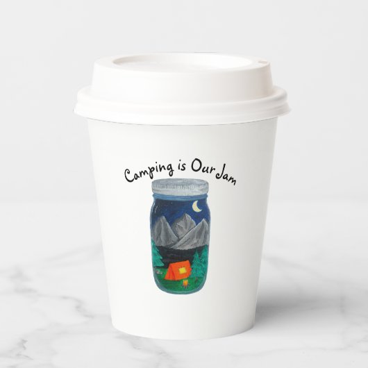 Gobelets En Papier Camping is Our Jam Tent and Mountains in Jar (Recto)