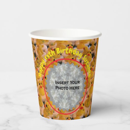 Gobelets En Papier Canards en caoutchouc Personnalisé Photo Anniversa (Verso)