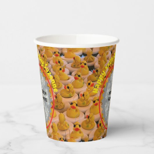 Gobelets En Papier Canards en caoutchouc Personnalisé Photo Anniversa (Gauche)