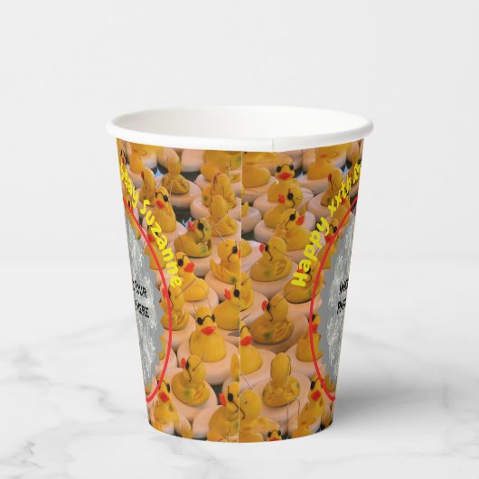 Gobelets En Papier Canards en caoutchouc Personnalisé Photo Anniversa (Droite)