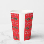 Gobelets En Papier Candy Cane Heart and Holly Pattern – Festive Chris (Gauche)