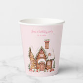 Gobelets En Papier Candy Gingerbread Maison rose Anniversaire (Verso)