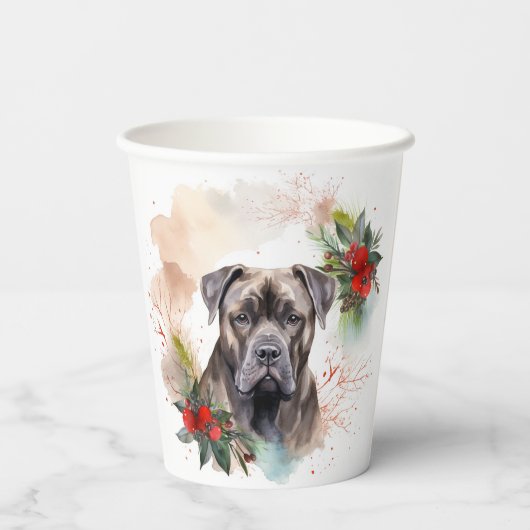 Gobelets En Papier Cane Corso Christmas Wreath Festive Pup (Verso)