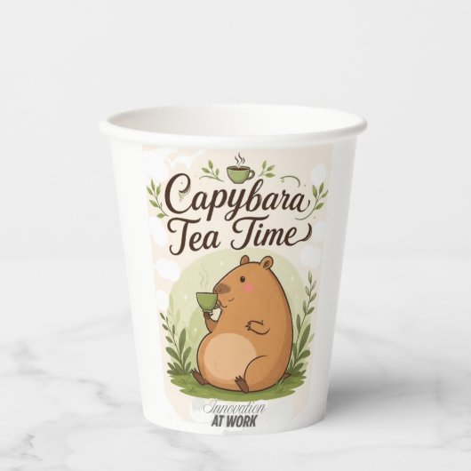 Gobelets En Papier Capybara à la pause thé | Capybara mignon buvant d (Recto)
