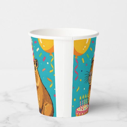Gobelets En Papier Capybara Anniversaire Partie Approvisionnement tas (Droite)