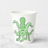 Gobelets En Papier Caractère pieuvre verte Quirky Sea Monster (Recto)