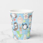 Gobelets En Papier Caractères de dessin mignon motif L Blue BG (Recto)