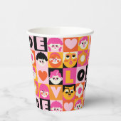 Gobelets En Papier Caras Ilustracion Nostalgia Moderna Naranja Rosa (Gauche)