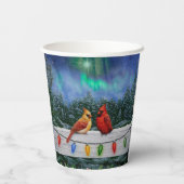 Gobelets En Papier Cardinaux et lumières de Noël Neige d'hiver (Verso)