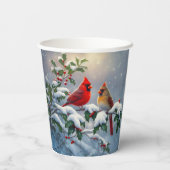 Gobelets En Papier Cardinaux rouges et Holly en neige (Verso)