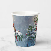 Gobelets En Papier Cardinaux rouges et Holly en neige (Gauche)