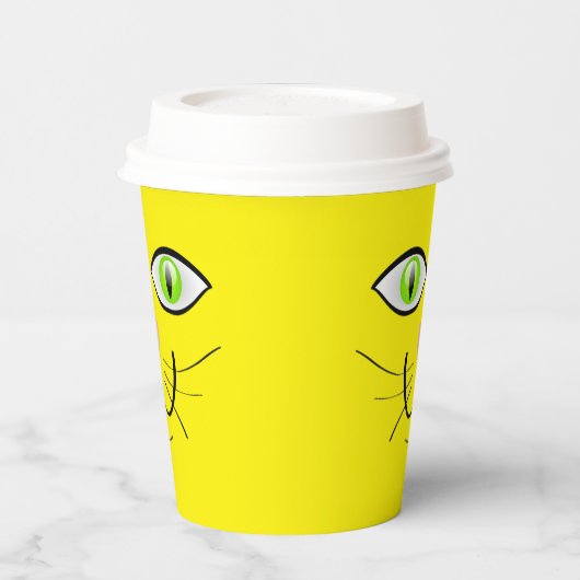 Gobelets En Papier Caricature amusante du visage de chat-29034 (Gauche)