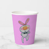 Gobelets En Papier Caricature blanc lapin pouces vers le haut Orange  (Verso)