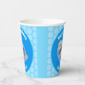 Gobelets En Papier Caricature bleu loutre de mer joyeux (Gauche)