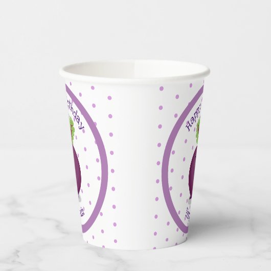 Gobelets En Papier Caricature de betterave mignonne et violette (Gauche)