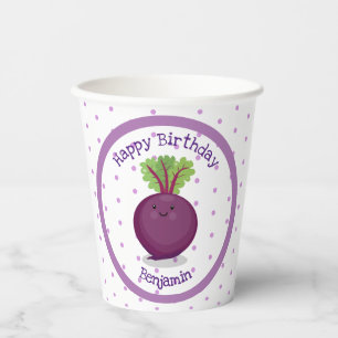 Gobelets En Papier Caricature de betterave mignonne et violette