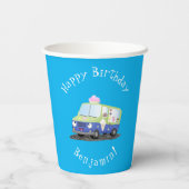 Gobelets En Papier Caricature de camion de glace joli (Verso)