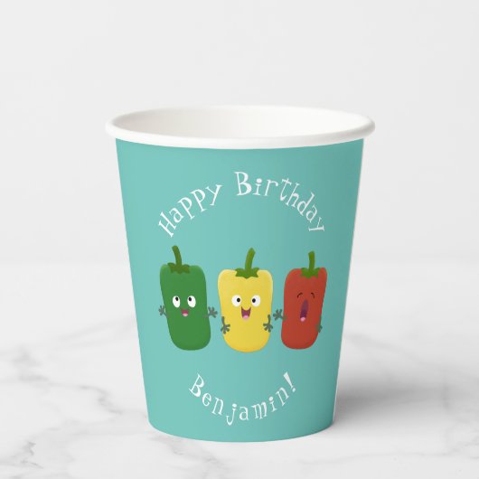 Gobelets En Papier Caricature de chant trio capsicum poivre clair (Verso)