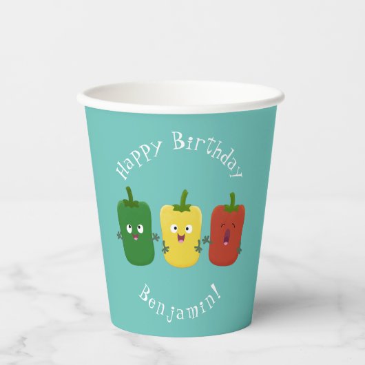 Gobelets En Papier Caricature de chant trio capsicum poivre clair (Recto)