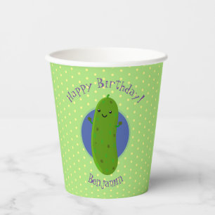 Gobelets En Papier Caricature de concombre vert mou