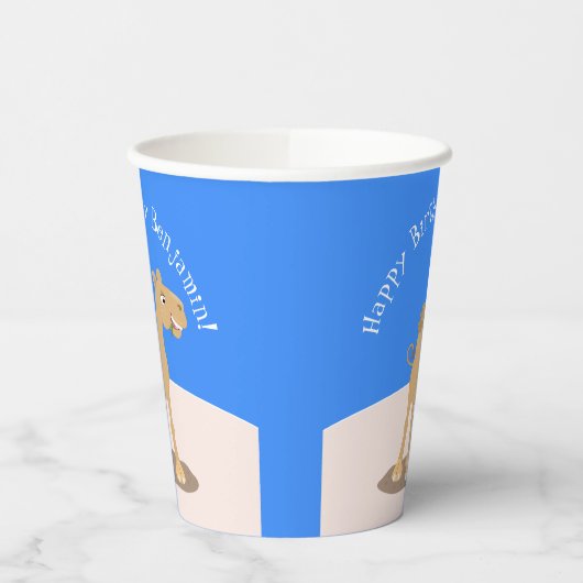 Gobelets En Papier Caricature de dromadaire joyeux et souriant (Gauche)