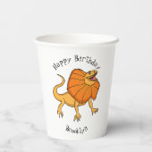 Gobelets En Papier Caricature de lézard à col frisé orange (Verso)