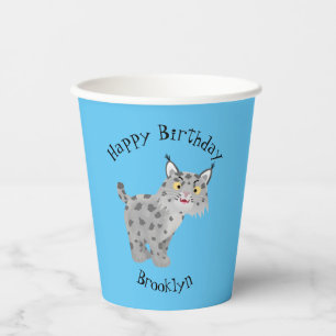 Gobelets En Papier Caricature de lynx de lynx de lynx