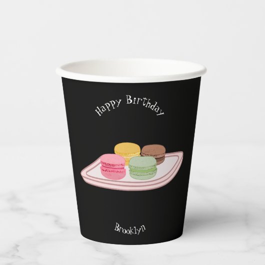 Gobelets En Papier Caricature de Macaron (Recto)