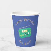 Gobelets En Papier Caricature de radio rétro amusante (Recto)