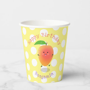 Gobelets En Papier Caricature jaune mangue mignonne