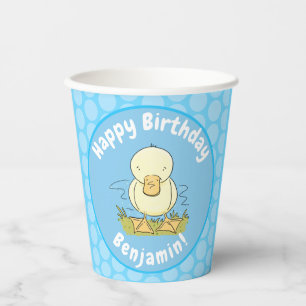 Gobelets En Papier Caricature jaune mignon pour canard bébé