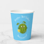 Gobelets En Papier Caricature joli et souriant de pastèque (Verso)