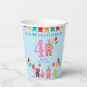 Gobelets En Papier Caricature monstre mignon de lille fête d'annivers (Verso)