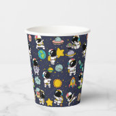 Gobelets En Papier Caricature spatiale astronaute (Recto)