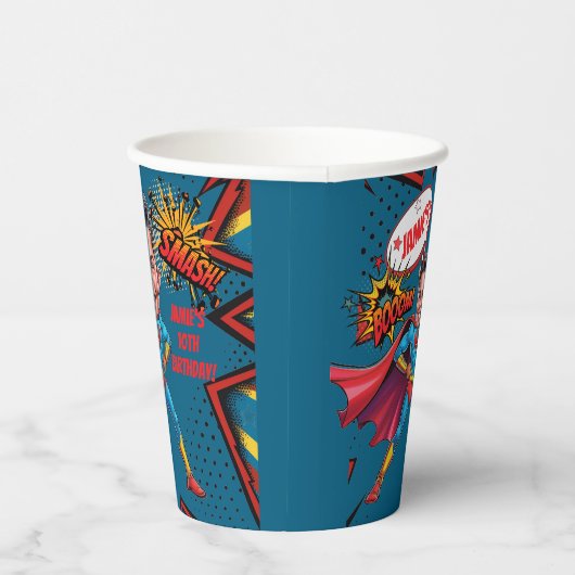 Gobelets En Papier Caricature sur mesure en super-héros 10e anniversa (Droite)