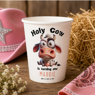 Gobelets En Papier Caricatures de vache sacrée Je suis une cowgirl 1e